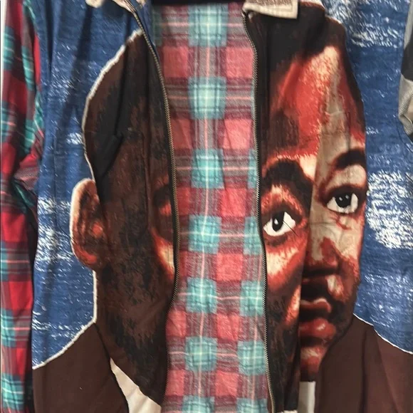 Supreme Patchwork Graphic Zip-Up Shirt unisex